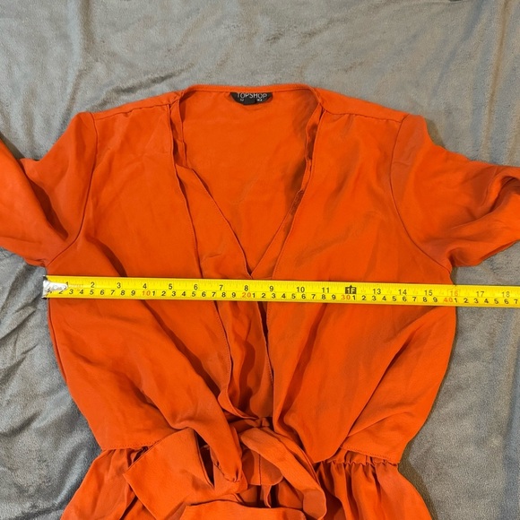 Topshop Orange Wrap Blouse with Tie Front and V-Neckline
#1088 - Picture 3 of 8